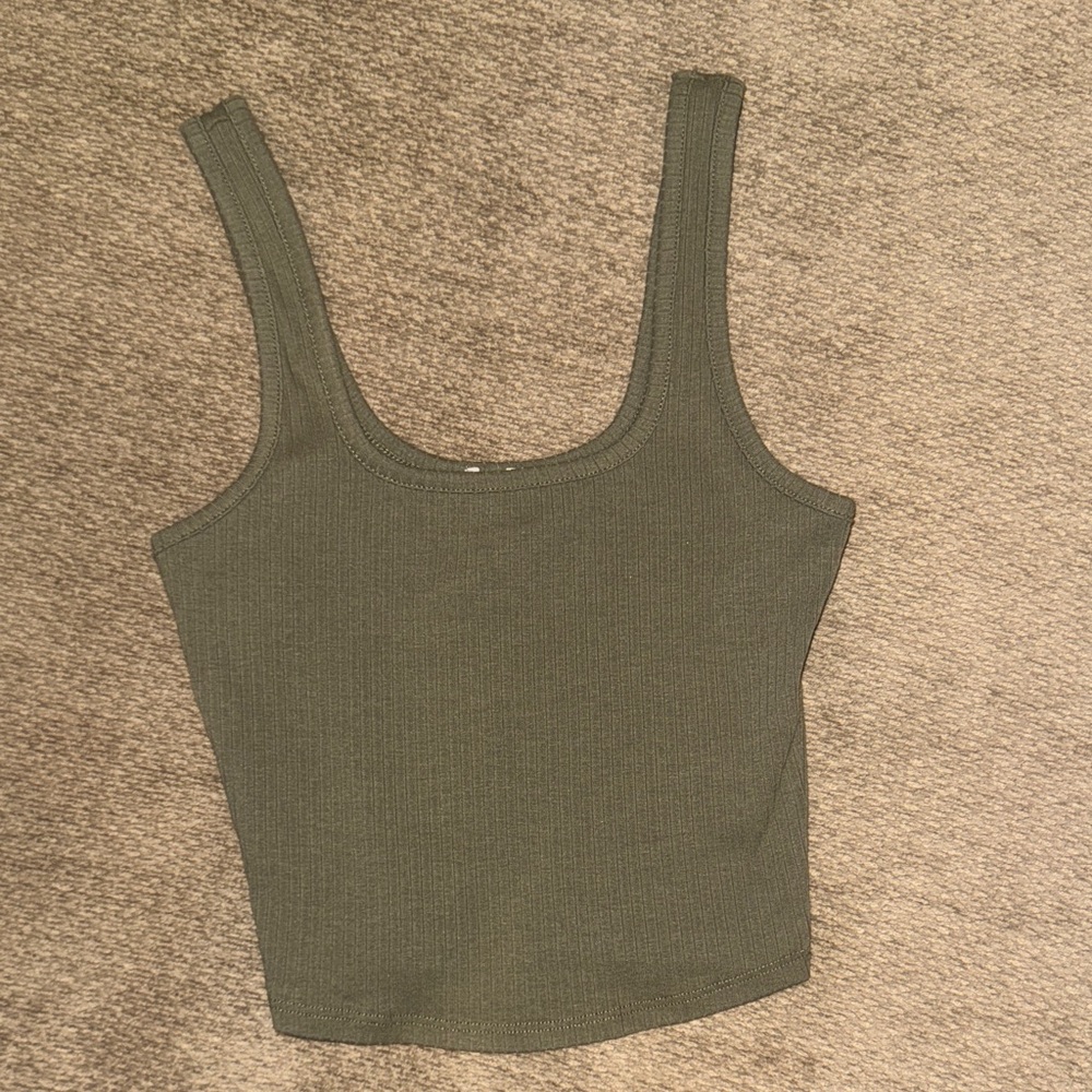 Tilly's Olive Ribbed Scoop Neck Tank